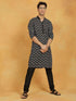 Vastramay Men's Black Cotton Kurta And Pyjama Set